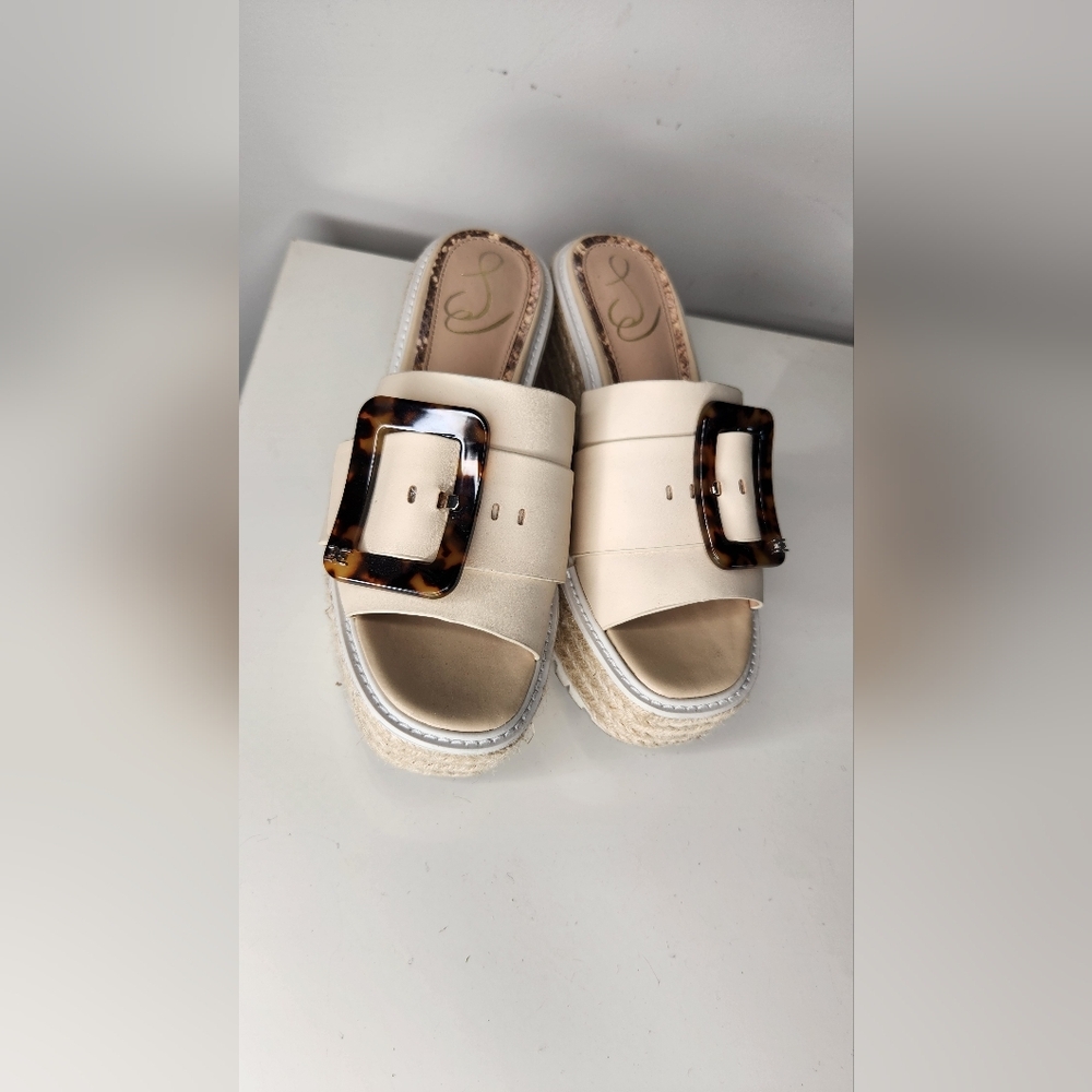 Women's Sam Edelman Cream Espadrille Platform Sandals - Picture 6 of 8